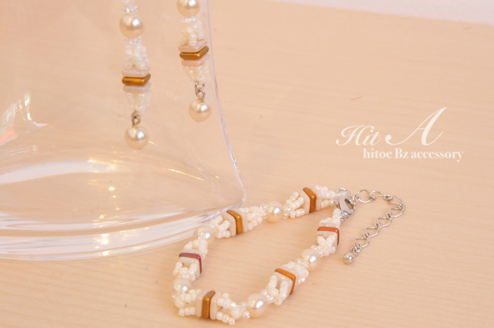 ターンブレスレットとピアスset<パープル>