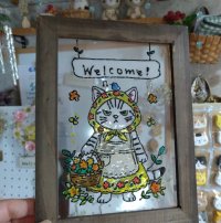 画像2: いつものお店：ステンドグラス風「Welcome!看板猫」