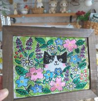画像2: いつものお店：ステンドグラス風「ひょっこりハチワレ君」