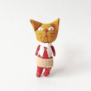画像1: いながきりえ：ブサイク和柄ねこちゃんブローチ (1)