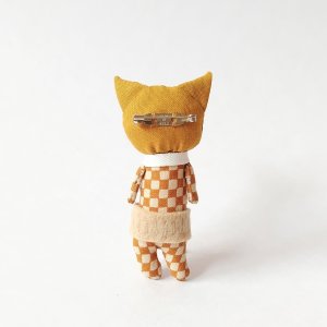 画像2: いながきりえ：ブサイク和柄ねこちゃんブローチ (2)