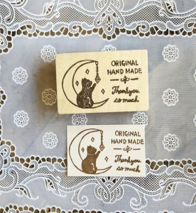 画像1: いつものお店：消しゴムはんこ「黒猫・三日月」 (1)