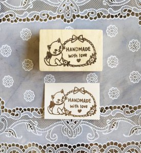 画像1: いつものお店：消しゴムはんこ「レトロ猫・HAND MADE with love」 (1)