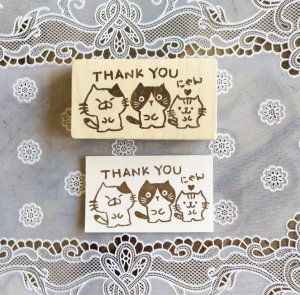 画像1: いつものお店：消しゴムはんこ「3匹の猫」 (1)