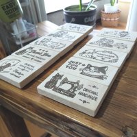 画像1: いつものお店：消しゴムはんこ「白猫と女の子」