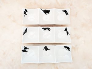 画像1: andMore：お得な３枚セット　３連皿　薬味　タレ　３品皿　 (1)