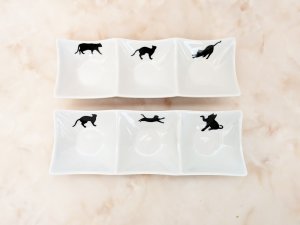 画像1: andMore：お得な2枚セット　３連皿　薬味　タレ　３品皿　 (1)