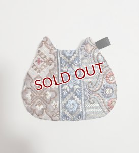 画像1: IRODRI：インド刺繍リボンねこ型ポーチ【11】（一部寄付） (1)