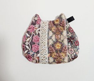 画像1: IRODRI：インド刺繡リボンねこ型ポーチ【7】（一部寄付） (1)