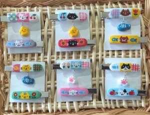 画像1: いつものお店：ねこちゃんヘアクリップ2個セット（6種） (1)