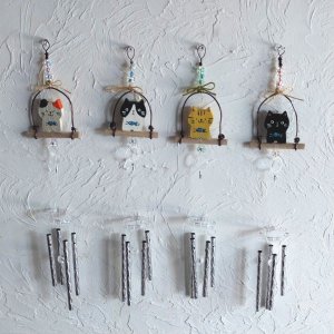 画像1: いつものお店：猫ぶらんこウィンドチャイム（4種） (1)