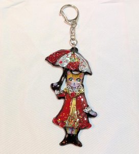 画像1: DECOCO24：傘猫チャーム（レッド） (1)