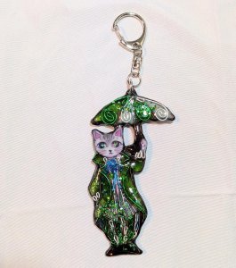 画像1: DECOCO24：傘猫チャーム（グリーン） (1)