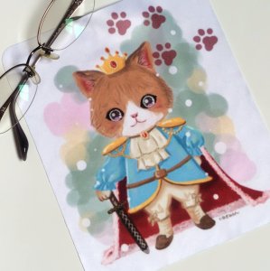 画像1: Y2factory：ねこの王子様　メガネ拭き(17.5cm×15cm） (1)