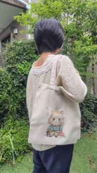画像1: Y2factory：ねこの王子様　トートバッグ（一部寄付）