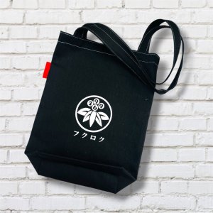 画像2: 2969.  岡山産デニム武将ねこトートバッグ/ブラックデニム (2)