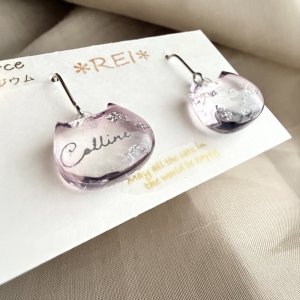 画像3: *REI*：星屑シャボン玉猫ピアス『宵はじめ』（一部寄付） (3)