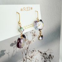 画像2: *REI*：星屑シャボン玉アシンメトリー猫ピアス（一部寄付）