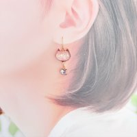 画像1: *REI*：星屑シャボン玉アシンメトリー猫ピアス（一部寄付）