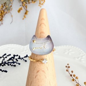 画像1: *REI*：幻想猫リング『星霞ブルー』（一部寄付） (1)