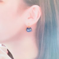 画像1: *REI*：淡い空の猫ピアスorイヤリング（一部寄付）