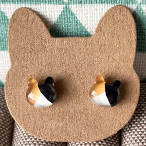 画像2: ねこぴず工房：ガラスの三毛猫　（ピアス／イヤリング） (2)