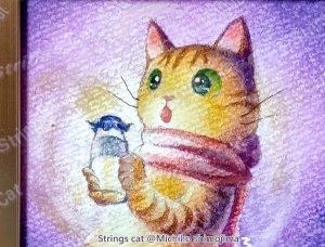 画像1: Strings cat：絵画原画「輝くミルク」（一部寄付） (1)