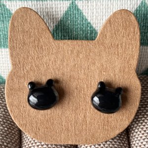 画像2: ねこぴず工房：ガラスの黒猫　（ピアス／イヤリング） (2)