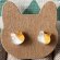 画像2: ねこぴず工房：ガラスのぶち猫　茶×白　（ピアス／イヤリング） (2)