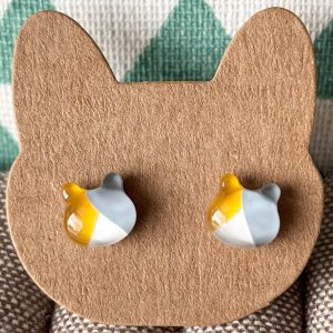画像2: ねこぴず工房：ガラスのパステル三毛猫　（ピアス／イヤリング） (2)