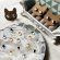 画像1: ねこぴず工房：ガラスのぶち猫　グレー×白　（ピアス／イヤリング） (1)