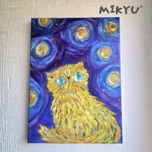 画像1: MIKYU'　油絵原画　[青い夜のまじない] (1)