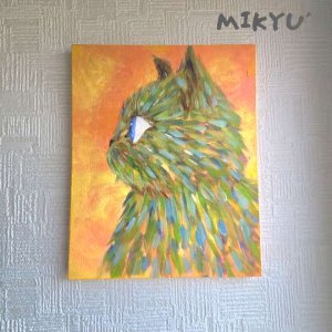 画像1: MIKYU'　油絵原画　[暁(あかつき)の猫] (1)