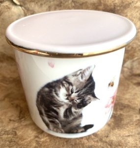 画像1: アート工房Renon：子猫と桜の湯呑　その１ (1)