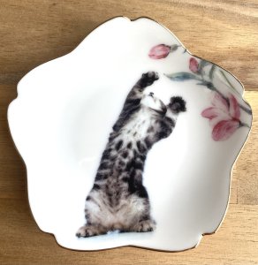 画像1: アート工房Renon：子猫と桜の小皿　その3 (1)