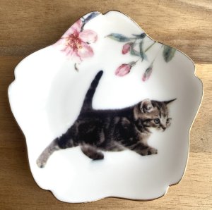 画像1: アート工房Renon：子猫と桜の小皿　その2 (1)