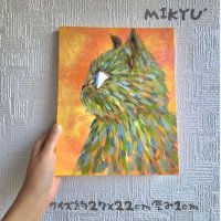 画像1: MIKYU'　油絵原画　[暁(あかつき)の猫]