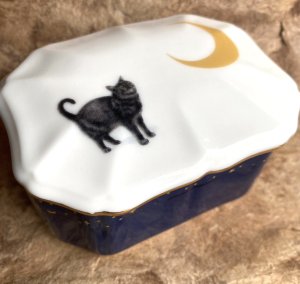 画像2: アート工房Renon：小物入れ　黒猫と三日月 (2)