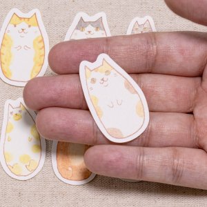 画像2: 向日葵きのこ：フレークシール　ねこまる　8種類セット (2)