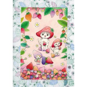 画像4: 向日葵きのこ：クリアファイル　A4サイズ　いちご猫（一部寄付） (4)