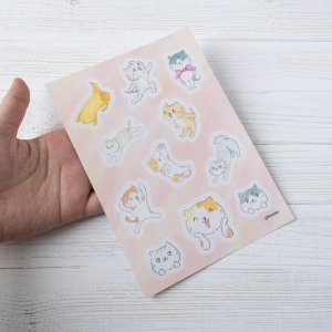 画像3: 向日葵きのこ：B6シール　クリア　ゆるかわにゃんこ（一部寄付） (3)