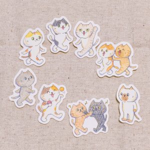 画像1: 向日葵きのこ：フレークシール　ねこたち　8種類セット (1)