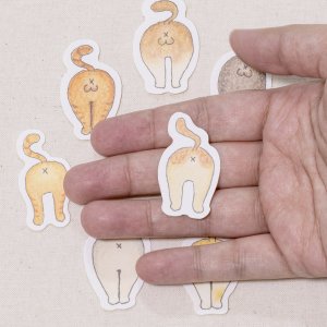画像2: 向日葵きのこ：フレークシール　ねこけつ　7種類セット (2)