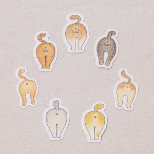 画像1: 向日葵きのこ：フレークシール　ねこけつ　7種類セット (1)