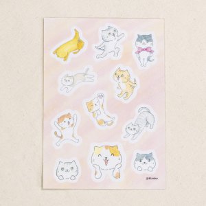 画像1: 向日葵きのこ：B6シール　クリア　ゆるかわにゃんこ（一部寄付） (1)