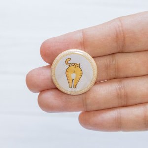 画像3: 向日葵きのこ：豆缶バッジ　ねこけつ　25mm　小さめ　選べる8種 (3)
