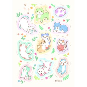画像4: 向日葵きのこ：B6シール　いろんなねこ（一部寄付） (4)