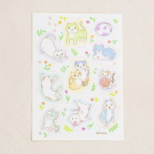 画像1: 向日葵きのこ：B6シール　いろんなねこ（一部寄付） (1)