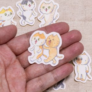 画像2: 向日葵きのこ：フレークシール　ねこたち　8種類セット (2)