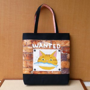 画像1: POTU：お尋ね者トートバッグ　茶トラ (1)